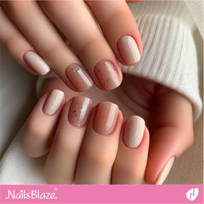 Short Office Nails with Shimmer Effect | Professional Nails - NB3053